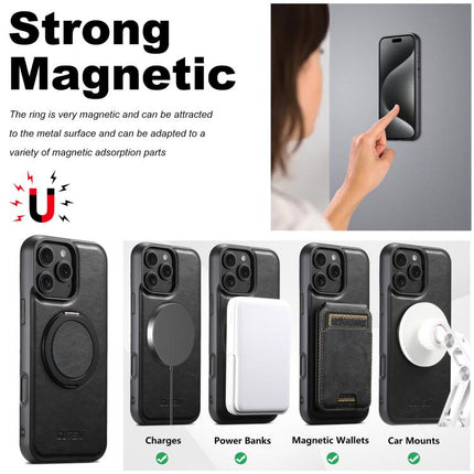 For iPhone 14 Pro Max Suteni G3 Oil Wax 360 Rotation Holder MagSafe Back Phone Case(Black)