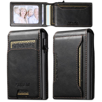 Suteni Oil Waxy Keys Automatically Pop Up Card Wallet Case(Black)
