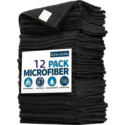 Black Thicken Microfiber Car Cleaning Towels Soft Quick Drying Windows Mirrors Wiping Rags Home Double Layer Clean Cloths