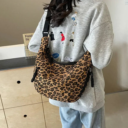 Leopard Print Crossbody Bags for Women Corduroy Casual Shoulder Tote Bags Ladies Sac A Main Femme Designer Luxury Handbags 2024