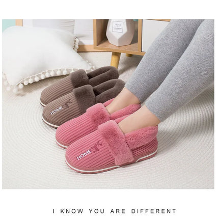 Bebealy Men Shoes Fur Women Slippers Winter House Shoes For Women Indoor Plush Warm Women Shoes 2024 Casual Home Shoes For Men
