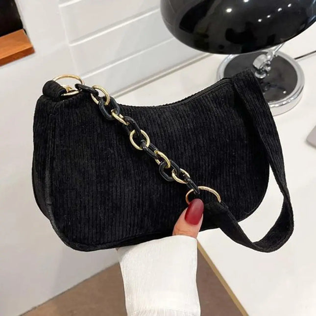 Fashion Vintage Handbags Women Autumn Winter Corduroy Underarm Bag  Zipper Shoulder Small Bags Female Soft Casual Clutch Handbag