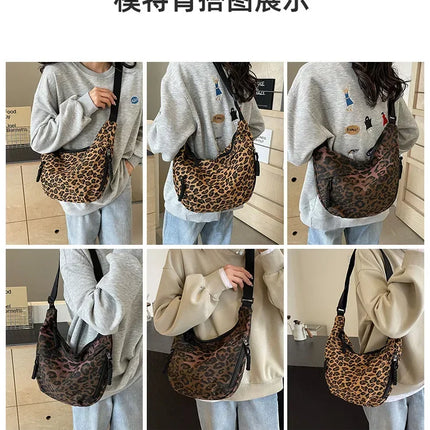 Leopard Print Crossbody Bags for Women Corduroy Casual Shoulder Tote Bags Ladies Sac A Main Femme Designer Luxury Handbags 2024