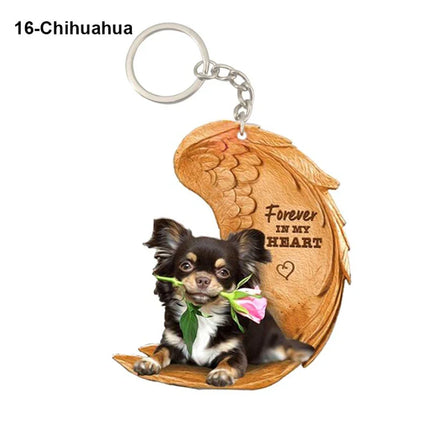 Dog Memorial Keychain - Forever In My Heart Angel Pendant Pet Jewelry Gift