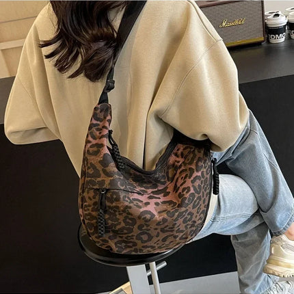 Leopard Print Crossbody Bags for Women Corduroy Casual Shoulder Tote Bags Ladies Sac A Main Femme Designer Luxury Handbags 2024