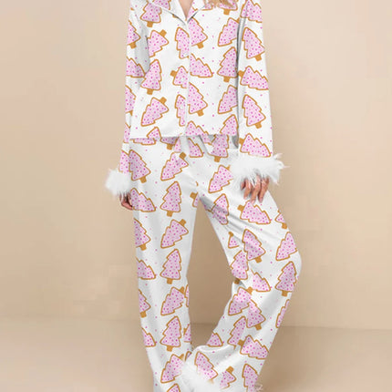 Women's Christmas Pajamas Set V-Neck Top with Pants 2-Piece