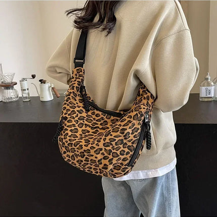 Leopard Print Crossbody Bags for Women Corduroy Casual Shoulder Tote Bags Ladies Sac A Main Femme Designer Luxury Handbags 2024