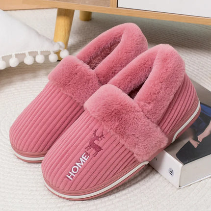 Bebealy Men Shoes Fur Women Slippers Winter House Shoes For Women Indoor Plush Warm Women Shoes 2024 Casual Home Shoes For Men