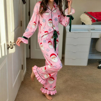 Women's Satin Silk Christmas Pajama Set