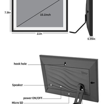 Frameo 10.1 Inch WiFi Digital Picture Frame，1280 * 800IPS HD Cloud Smart Digital Photo Frame,32GB Storage, Wall Mountable, Auto-
