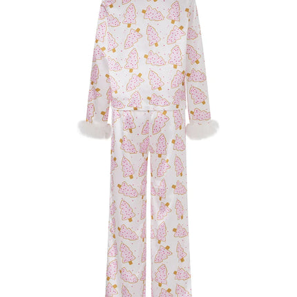 Women's Christmas Pajamas Set V-Neck Top with Pants 2-Piece