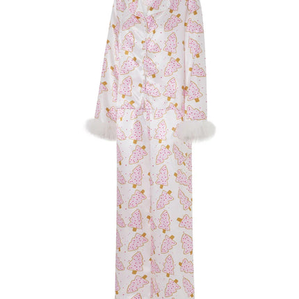 Women's Christmas Pajamas Set V-Neck Top with Pants 2-Piece