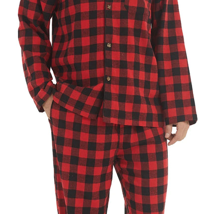 Mens Flannel Pajama Sets Cotton Plaid Pajamas for Men Pjs Set Soft Lounge Sleepwear Pj Pants with Pockets Flannel Shirts