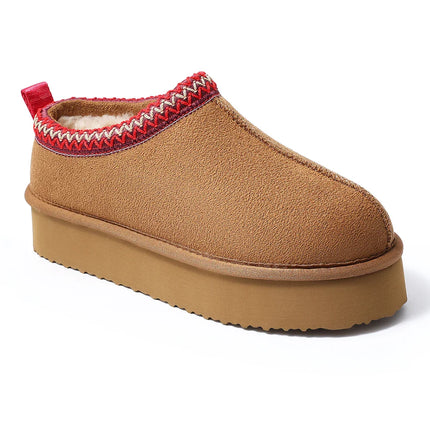 Crestar Winter Fuzzy Slippers For Women Outdoor Non-slip Fleece Lined Suede Fur Flat Slides Warm Comfy Plush House Cotton Shoes