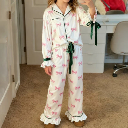Women's Satin Silk Christmas Pajama Set