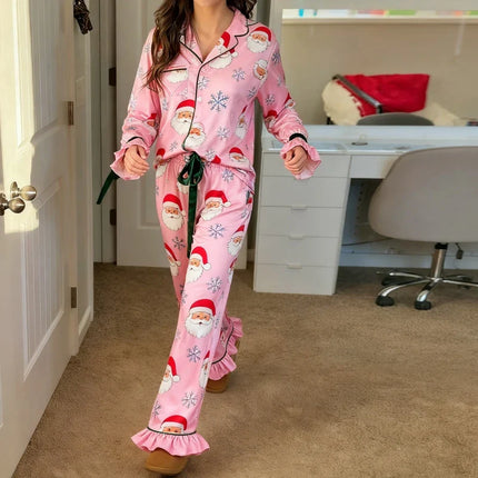 Women's Satin Silk Christmas Pajama Set
