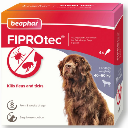 beaphar FIPROtec Flea & Tick Spot-on For Dogs 4 pipettes