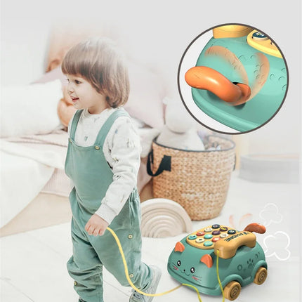 Baby 3-in-1 Musical Phone Toys Toddler Interactive Learning Toy with Lights Cat Telephone Story Early Education Montessori Gift