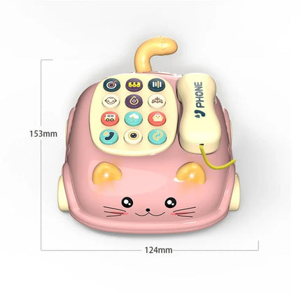 Baby 3-in-1 Musical Phone Toys Toddler Interactive Learning Toy with Lights Cat Telephone Story Early Education Montessori Gift