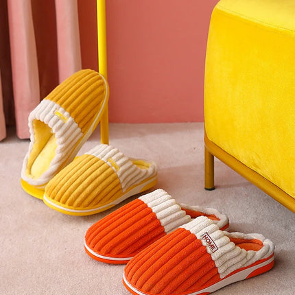 Bebealy Men Shoes Fur Women Slippers Winter House Shoes For Women Indoor Plush Warm Women Shoes 2024 Casual Home Shoes For Men