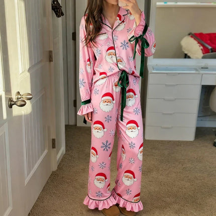 Women's Satin Silk Christmas Pajama Set