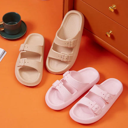Fashion Buckle Thick Platform Slippers Women Home Soft Sole eva Cloud Slides Sandals Woman 2023 Summer Non Slip Beach Flip Flops