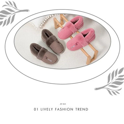 Eyriphy Winter Warm Plush Slippers Women Comfort Warm Cotton Shoes Soft Sole Indoor Outdoor Bedroom Slides Female Lovely Slipper