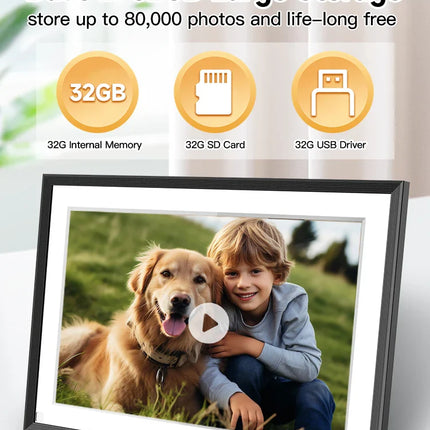 Frameo 10.1 Inch WiFi Digital Picture Frame，1280 * 800IPS HD Cloud Smart Digital Photo Frame,32GB Storage, Wall Mountable, Auto-