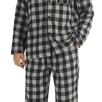 Mens Flannel Pajama Sets Cotton Plaid Pajamas for Men Pjs Set Soft Lounge Sleepwear Pj Pants with Pockets Flannel Shirts