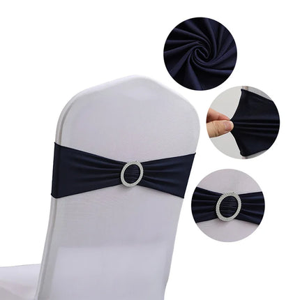 10pcs High-end Hotel Wedding Decoration Butterfly Knot Backrest Flower Spandex Chair Ribbon Chair Cover Elastic Strap