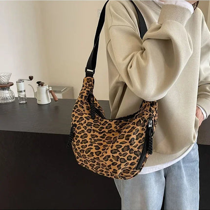 Leopard Print Crossbody Bags for Women Corduroy Casual Shoulder Tote Bags Ladies Sac A Main Femme Designer Luxury Handbags 2024
