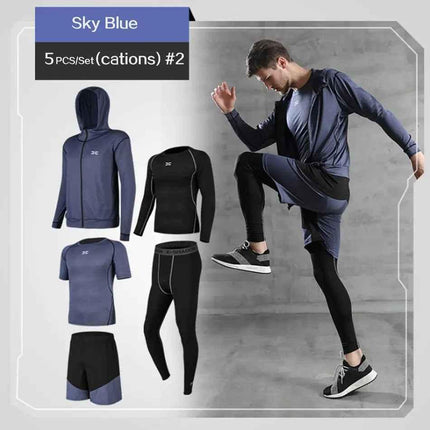 Men Gym Fitness Compression Sports Suit Clothes Running Jogging Sport Wear Exercise Workout Tights
