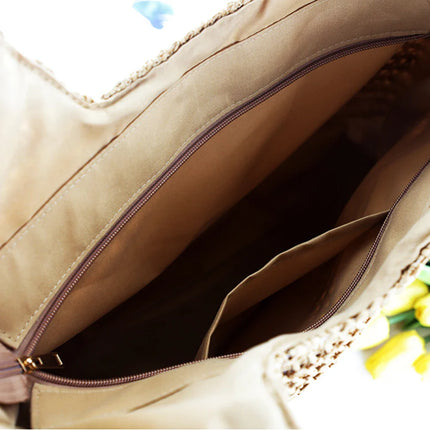 Handwoven Straw Shoulder Bag - Premium Summer Beach Tote | Artisan Woven Handbag for Women