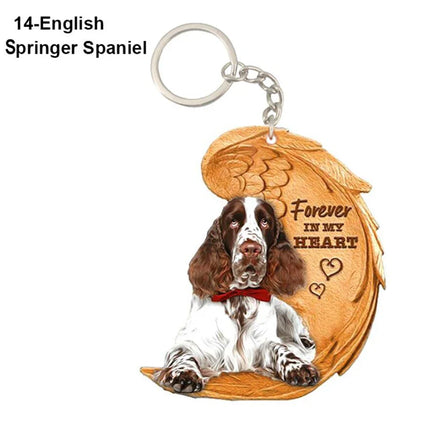Dog Memorial Keychain - Forever In My Heart Angel Pendant Pet Jewelry Gift