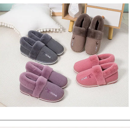 Bebealy Men Shoes Fur Women Slippers Winter House Shoes For Women Indoor Plush Warm Women Shoes 2024 Casual Home Shoes For Men