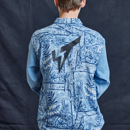 Fern Print Denim Shirt in Blue