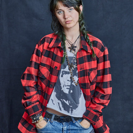 Wool Workshirt in Black and Red Check