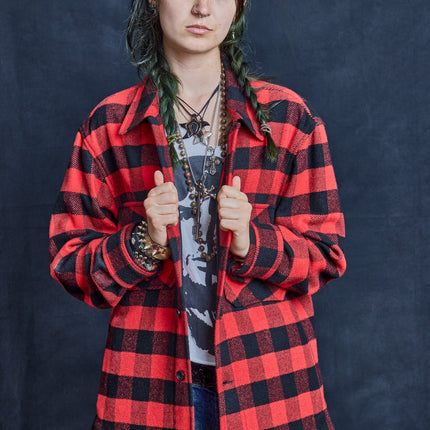 Wool Workshirt in Black and Red Check