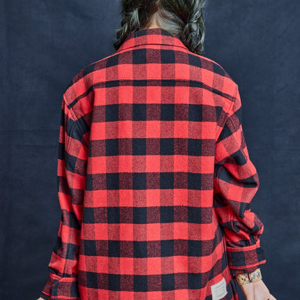 Wool Workshirt in Black and Red Check