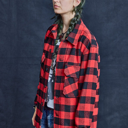 Wool Workshirt in Black and Red Check