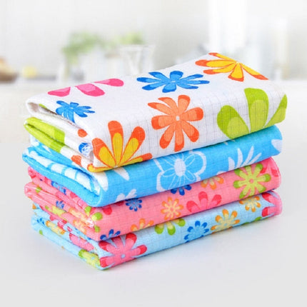 4 PCS / Set Microfiber Printed Flowers Cloth Cleaning Cloth, Microfiber Printed Towels