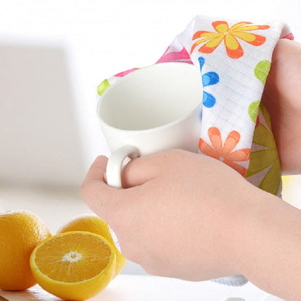 4 PCS / Set Microfiber Printed Flowers Cloth Cleaning Cloth, Microfiber Printed Towels