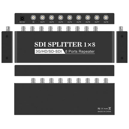 1 In 8 Out SD-SDI / HD-SDI / 3G-SDI Distribution Amplifier Video SDI Splitter, 1 In 8 Out