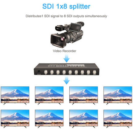 1 In 8 Out SD-SDI / HD-SDI / 3G-SDI Distribution Amplifier Video SDI Splitter, 1 In 8 Out