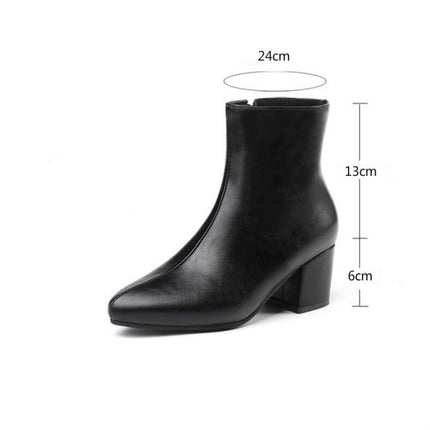 Autumn  Winter Glitter Square Heel Pointed Low-Top Women Boots