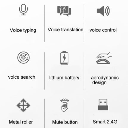 M103 1600DPI 5 Keys 2.4G Wireless Mouse Charging Ai Intelligent Voice Office Mouse, Support 28 Languages, White, Black, Silver, Rose Gold, Gray