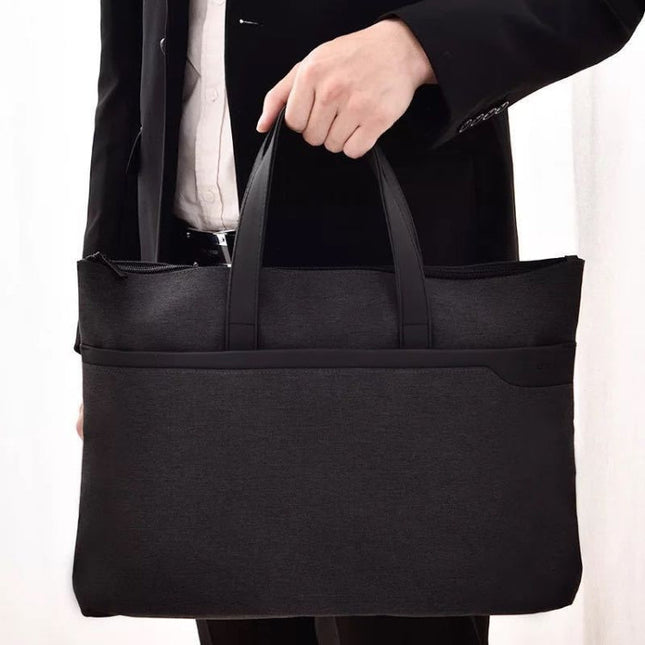 Deli 63750 Office Portable Zipper Document Bag Double-Layer Conference Information Bag(Gray)