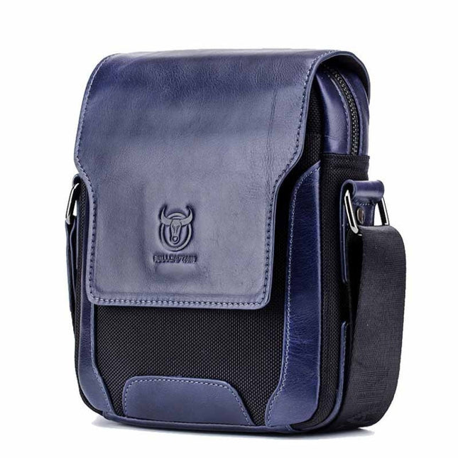 BULL CAPTAIN 999 Men Leather Diagonal Bag First-Layer Cowhide Multi-Function Shoulder Bags(Navy Blue)