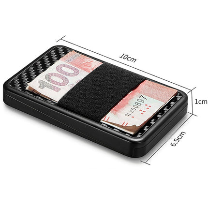 New-Bring  Carbon Fiber Metal Card Holder Male Personality Card Holder Anti-Theft  RFID Ultra-Thin Small Card Box(Black)