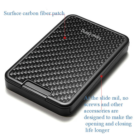 New-Bring  Carbon Fiber Metal Card Holder Male Personality Card Holder Anti-Theft  RFID Ultra-Thin Small Card Box(Black)